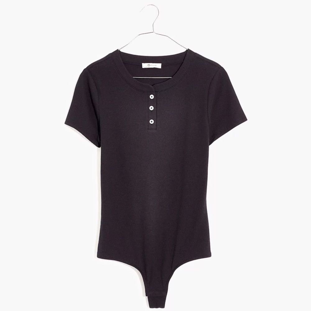 Madewell Henley Short-Sleeve Thong Bodysuit NWT